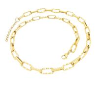 OAKKY Barocke Wuchtige Collier Halskette Unisex Edelstahl Vintage Flache Quadratische Glieder Stapel-Kette Gold