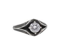 OAKKY Edelstahl Vintage Hip Hop Blutiges Auge Form 4 Drachenklaue Runder Kristall Einlegedekor Edelstein Siegelring Männer Komfort Passform Weiß Größe 54 (17.2)