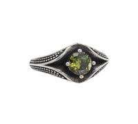 OAKKY Edelstahl Vintage Hip Hop Blutiges Auge Form 4 Drachenklaue Runder Kristall Einlegedekor Edelstein Siegelring Männer Komfort Passform Grün Größe 54 (17.2)