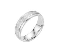 OAKKY Herren Damen Edelstahl Gebürsteter Mittelband Ring Zart Minimalistisch Matt und Glänzend Kontrast Verlobungsring Silber Größe 52 (16.6)