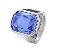 OAKKY Herren Quadratischer Edelstein Siegelring | Mehrfarbig CZ Vintage Band, Edelstahl, Biker Motorrad Statement Schmuck
