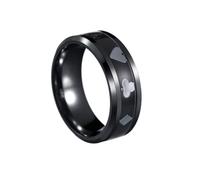 OAKKY Street Style Poker Symbol Ring für Herren und Damen Pik Herz Design Edelstahl Schwarz Silber Minimalistisch Kühner Grafischer Statement Schmuck Größe 57 (18.1)