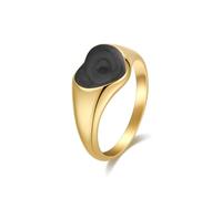 OAKKY Sweet Heart Ring für Damen aus Titanstahl vergoldet schickes Spiral Design Dating Band Schwarz Größe 50 (15.9)