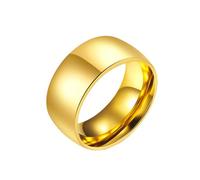 OAKKY Unisex Edelstahl Klassische gewölbte Kuppel Band Ringe Glatt Glänzend Hochglanzpoliert 10mm Gold Größe 57 (18.1)