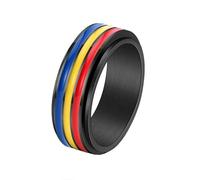 OAKKY Unisex Schmuck Edelstahl Regenbogen Ringe Paar Retro Exquisiter Stil Drehbarer Talisman Schwarz Art 1 Größe 52 (16.6)