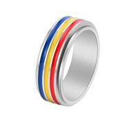 OAKKY Unisex Schmuck Edelstahl Regenbogen Ringe Paar Retro Exquisiter Stil Drehbarer Talisman Silber Art 1 Größe 54 (17.2)