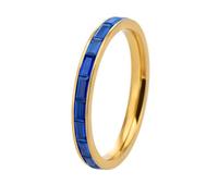 OAKKY Unisex Schmuck Minimalistische Eleganz Edelstahl Farbiger Zirkonia 2.5MM Schmal Retro Exquisiter Abschlussring Gold Blau Größe 60 (19.1)
