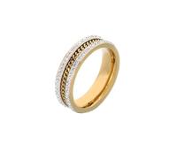 OAKKY Verdrehter Kettenring für Damen Edelstahl Französisch Retro Muschel Stapelbar Sanftes Band Gold 01 Größe 62 (19.7)