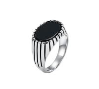 OAKKY Zirkon Herren Gerillter Siegelring | Retro Chunky Edelstahl Geometrisches Band, Cooles Industrielles Statement Schmuck Für Ihn, Biker Mode Accessoire