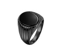 OAKKY Zirkon Herren Gerillter Siegelring | Retro Chunky Edelstahl Geometrisches Band, Cooles Industrielles Statement Schmuck Für Ihn, Biker Mode Accessoire