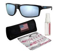 Oakley GIBSTON OO9449 Sonnenbrille in quadratischer Form, mit offiziellem Brillen-Set, Mattschwarzer Rahmen, Prizm tiefwasserpolarisierte Gläser, 60 mm