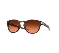 Oakley Latch OO9265 Runde Sonnenbrille für Herren + Bundle Zubehör-Leinen-Set, Mikrofaserbeutel, Mattbrauner Schildkröten/Prizm Brown Gradient, 53 EU