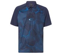 Oakley Sleeve Castared Herren Blue Navy Mirror Golf Grafik Polo -Hemd 434430 6fb S