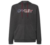 Oakley - Teddy Full Zip Hoddie - Sweat- & Trainingsjacke, Gr. L, grau (DarkGreyHeather/AmericanFlag)