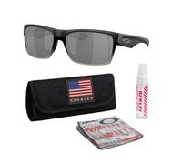 Oakley TWOFACE OO9189 Rechteckige Sonnenbrille mit offiziellem Brillen-Set, Mattschwarzer Rahmen, Prizm schwarze polarisierte Gläser, Einheitsgröße