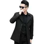 OAKVERVE Herren Frühling Koreanischer Business Britischer Einreihiger Kurzer Trenchcoat black L