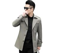 OAKVERVE Herren Frühling Koreanischer Business Britischer Einreihiger Kurzer Trenchcoat Khaki M