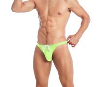 Oanviso Badehose Herren Kurz Sexy Badeslip Mini Schwimmenslip Bademode Slip Swim Brief Enge Badeshorts mit Tunnelzug Trunk Bademode A Grün L
