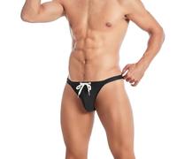 Oanviso Badehose Herren Kurz Sexy Badeslip Mini Schwimmenslip Bademode Slip Swim Brief Enge Badeshorts mit Tunnelzug Trunk Bademode A Schwarz XXL