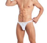 Oanviso Badehose Herren Kurz Sexy Badeslip Mini Schwimmenslip Bademode Slip Swim Brief Enge Badeshorts mit Tunnelzug Trunk Bademode A Weiß XL