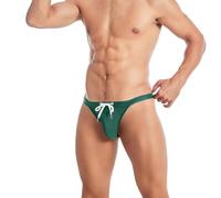 Oanviso Badehose Herren Kurz Sexy Badeslip Mini Schwimmenslip Bademode Slip Swim Brief Enge Badeshorts mit Tunnelzug Trunk Bademode A Dunkelgrün XL