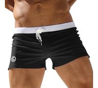 Oanviso Badeshorts für Herren&Jugendliche Klassisch Einfarbige Badehosen mit Reißverschlusstasche Eng Komfortable Tunnelzug Schwimmhose Schnelltrocknend Swimwear Training Badepants B Schwarz XXL
