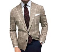 Oanviso Blazer Kariert Herren Slim Fit Anzug Revers Stylish Freizeit Sakkos Karo Mantel aus Twill mit Knöpfen Klassisch Kariert Business Anzugjacken für Männer Herbst Scheckblazer A 08 XL