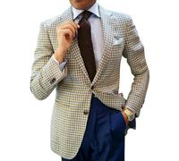 Oanviso Blazer Kariert Herren Slim Fit Anzug Revers Stylish Freizeit Sakkos Karo Mantel aus Twill mit Knöpfen Klassisch Kariert Business Anzugjacken für Männer Herbst Scheckblazer A 30 3XL