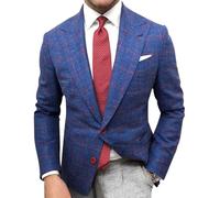 Oanviso Blazer Kariert Herren Slim Fit Anzug Revers Stylish Freizeit Sakkos Karo Mantel aus Twill mit Knöpfen Klassisch Kariert Business Anzugjacken für Männer Herbst Scheckblazer A 42 XL