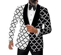Oanviso Blazer Kariert Herren Slim Fit Anzug Revers Stylish Freizeit Sakkos Karo Mantel aus Twill mit Knöpfen Klassisch Kariert Business Anzugjacken für Männer Herbst Scheckblazer A 11 XXL