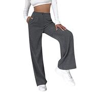 Oanviso Cordhose Damen Weites Bein Hohe Taille Gerade Freizeithose Teenager Straight Corduroy Trousers Lockere Vintage Einfarbig Slim Fit Hosen mit Taschen A dunkelgrau XS