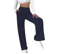 Oanviso Cordhose Damen Weites Bein Hohe Taille Gerade Freizeithose Teenager Straight Corduroy Trousers Lockere Vintage Einfarbig Slim Fit Hosen mit Taschen A Dunkelblau M