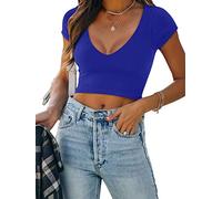 Oanviso Damen Crop Top Bauchfrei Racerback Tanktop Ribbed Tank Top Elegant Stricktop Årmellos Geripptes Trägertop Eng Oberteil Casual Sommer Cutout Cami Top Camisole Shirt E Blau M