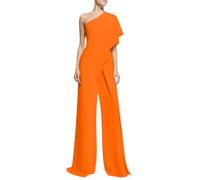 Oanviso Damen Jumpsuit Lang Elegant Festlich Overall Anzughose Abendmode Blazer Hosenanzug Business Eeinteiler Anzughose Hochzeit Playsuit Romper High Waist Hose Weites Bein Spielanzug Orange L