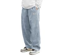 Oanviso Herren Cordhosen Cargo Hosen Lang Winter Warm Sporthosen Freizeithosen Loose Fit Lässig Baggy Y2K Streetwear Jogging Hose Teenager A Bleu Clair L