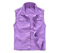 Oanviso Herren Denim Weste Casual Ärmellose Jacke Zerrissene Jeansweste Ausgefranste Cowboy Weste Klassische Vintage Denim Vest mit Taschen Sommer Outdoor Weste Beiläufig Street Weste H Lila XXL