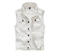 Oanviso Herren Denim Weste Casual Ärmellose Jacke Zerrissene Jeansweste Ausgefranste Cowboy Weste Klassische Vintage Denim Vest mit Taschen Sommer Outdoor Weste Beiläufig Street Weste H Weiß L