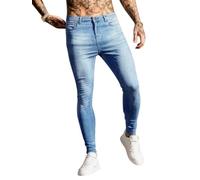 Oanviso Herren Destroyed Jeans Biker Hose Herren Löcher Slim Fit Lang Jeans Denim Hose Mode Für Männer Zerrissen Jeanshose Skinny Jeanshosen Bleistifthose Hosen K Hellblau XL