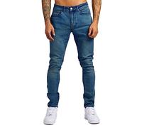 Oanviso Herren Destroyed Jeans Biker Hose Herren Löcher Slim Fit Lang Jeans Denim Hose Mode Für Männer Zerrissen Jeanshose Skinny Jeanshosen Bleistifthose Hosen A Dunkelblau M
