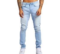 Oanviso Herren Destroyed Jeans Biker Hose Herren Löcher Slim Fit Lang Jeans Denim Hose Mode Für Männer Zerrissen Jeanshose Skinny Jeanshosen Bleistifthose Hosen A Hellblau L