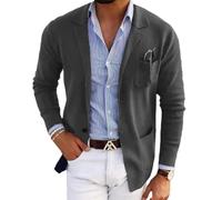 Oanviso Herren Elegante Sakko Sommer Leicht Blazer Freizeit Anzugjacke Eine Knopf Blazer Slim Fit Herrensakko Sakko Sportlich Alltagsanzüge Party Sportmantel A Dunkelgrau L