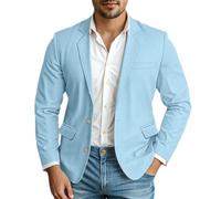Oanviso Herren Elegante Sakko Sommer Leicht Blazer Freizeit Anzugjacke Eine Knopf Blazers Slim Fit Herrensakko Sportlich Alltagsanzüge Party Sportmantel B Hellblau L