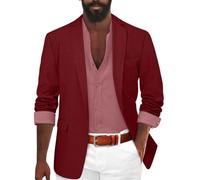 Oanviso Herren Elegante Sakko Sommer Leicht Blazer Freizeit Anzugjacke Einem Knopf Blazer Slim Fit Mode Herrensakko Sportsakko Alltagsanzüge Party Sportmantel A Weinrot L