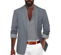 Oanviso Herren Elegante Sakko Sommer Leicht Blazer Freizeit Anzugjacke Einem Knopf Blazer Slim Fit Mode Herrensakko Sportsakko Alltagsanzüge Party Sportmantel A Grau L