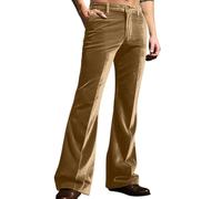 Oanviso Herren Gerade Geschnittenen Samthose Einfarbig Anzughose Klassische Business Arbeitshose mit Taschen Weiche Bequeme Hose Casual Praktische Hose für den Alltag Outdoor B Braun M