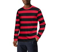 Oanviso Herren Gestreiftes T-Shirt Basic Langärmliges Tee Top mit Rundhalsausschnitt Casual Mode Tshirts Sport Tshirts Leicht Bequem Unisex T-Shirts für Frühling und Herbst A Rot 3XL