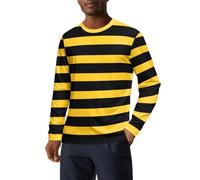 Oanviso Herren Gestreiftes T-Shirt Basic Langärmliges Tee Top mit Rundhalsausschnitt Casual Mode Tshirts Sport Tshirts Leicht Bequem Unisex T-Shirts für Frühling und Herbst A Gelb02 S