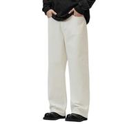 Oanviso Herren Jeanshose Basic Baggy Pants Y2k Stretch Denim Coole Loose Fit Jeanshosen Oversized Mode Hip Hop Cargo Jean für Teenager Freizeithose Streetwear A Weiß L