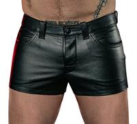 Oanviso Herren Kunstleder PU Leder Kurze Hose Freizeit Einfarbige Mehrfachtaschen Punkshorts Rave-Hot Club Party Sexy Mittlere Taille Sommer Dreipunkt-Shorts