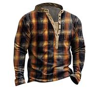 Oanviso Herren Kurzarm/Langarm T-Shirts V-Ausschnitt mit Knöpfe Shirts Bedrucktes Tee Shirts Vintage Casual Oberteile Henley T-Shirt Leicht Komfortabel Sweatshirt Sommer Outdoorshirts F19 L